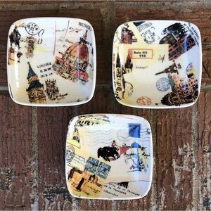 Williams-Sonoma 2008 Set of 3 Marc Lacaze Grand Tour Appetizer Dip Bowls 5”